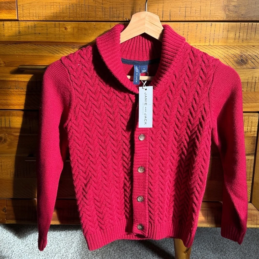NWT Janie and Jack Boys Cable Knit Shawl Cardigan